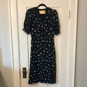 Anthropologie Floral Black Dress